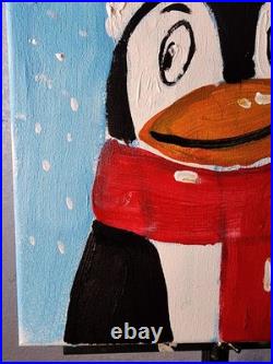 Original Art 14x11 Colorful Modern Art Christmas Painting on Canvas