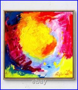 Original Art Abstract Acrylic Colorful Painting 14x14in on Canvas