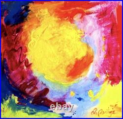 Original Art Abstract Acrylic Colorful Painting 14x14in on Canvas