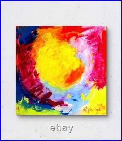 Original Art Abstract Acrylic Colorful Painting 14x14in on Canvas
