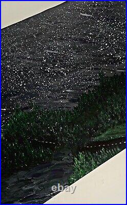 Original Art Abstract Acrylic Painting on Canvas signed Midnight Ride to Nowhere