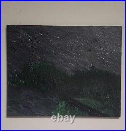 Original Art Abstract Acrylic Painting on Canvas signed Midnight Ride to Nowhere