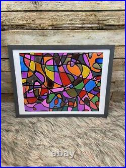 Original Art Abstract Acrylic on Canvas Framed, 12x16 Modern Art Piece Two