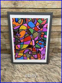 Original Art Abstract Acrylic on Canvas Framed, 12x16 Modern Art Piece Two