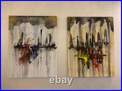 Original Art Abstract Diptych Acrylic on Canvas 70×90cm each, without frame