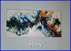 Original Art Abstract Painting (12 X 20) Fluid Acrylic Wall Decor on Canvas