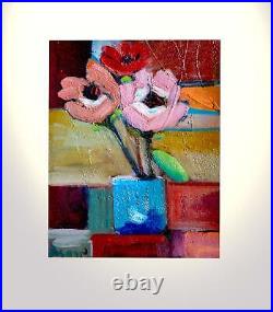 Original Art Flower Oil Painting on Primed Canvas 12 x 9