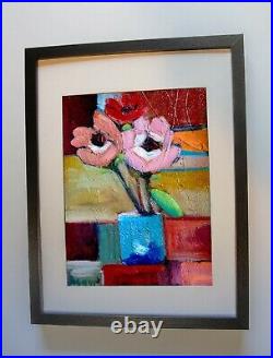 Original Art Flower Oil Painting on Primed Canvas 12 x 9