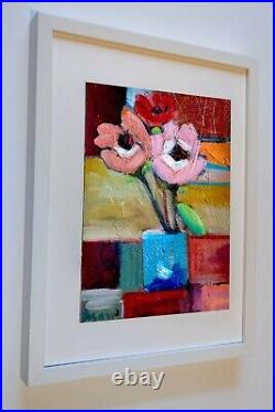 Original Art Flower Oil Painting on Primed Canvas 12 x 9