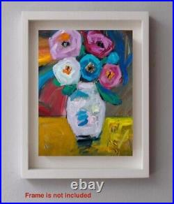 Original Art Flowers Oil Painting on Stretched Canvas 14 x 11