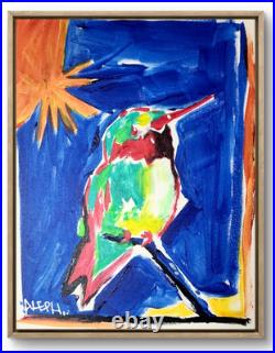 Original Art Hummingbird 14x11 Contemporary Expressionist Painting