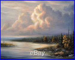 Original Art Landscape Painting on Canvas, Clouds, Signed by Chuck Black