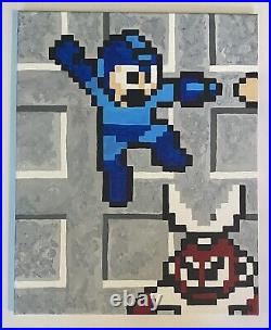 Original Art Mega Man 16x20 Acrylic On Stretched Canvas