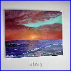Original Art Ocean Acrylic Painting On Canvas 16x20 Local Artist