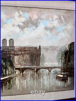 Original Art Oil Painting On Canvas by ANDRE GRASS PARIS 26x23 Framed 1983