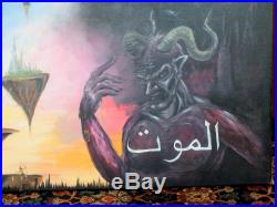 Original Art Oil on Canvas Artist Depiction of Heaven and Hell Surreal 48 x 36