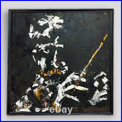 Original Art Oil on Canvas Painting Orchestra Conductor 1970s Vintage 36 x 36