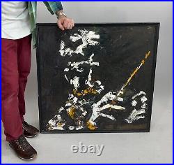 Original Art Oil on Canvas Painting Orchestra Conductor 1970s Vintage 36 x 36