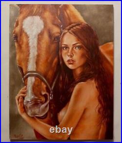 Original Art Oil painting on Canvas, Nude Girl Woman, canvas 22 × 28 inches