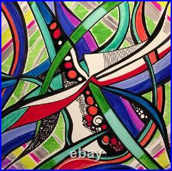 Original Art On 16x16 Canvas Psychedelic Abstract Modern, Medium-sharpies