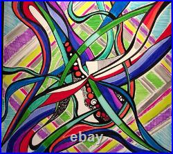 Original Art On 16x16 Canvas Psychedelic Abstract Modern, Medium-sharpies