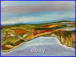 Original Art Painting Acrylic Canvas 20 X 16 Abstract Landscape Aerial View