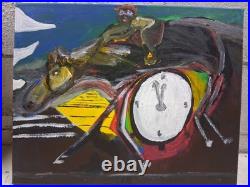Original Art Painting Acrylic Canvas 20 x 16 The Race For Time The Horse Race