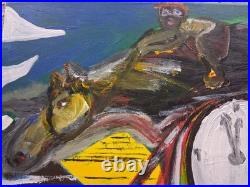 Original Art Painting Acrylic Canvas 20 x 16 The Race For Time The Horse Race
