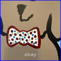 Original Art Painting Acrylic On Canvas Navy Background 24 X 30