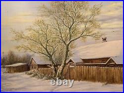 Original Art Painting Oil on Canvas Russian Winter Artist by A. Savenok 2003