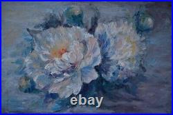 Original Art Peony Painting Flowers Floral Art White Peony Oil On canvas Artwork