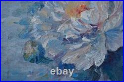 Original Art Peony Painting Flowers Floral Art White Peony Oil On canvas Artwork