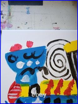 Original Art Swirl 14x11 Bold Color Modern Abstract Canvas