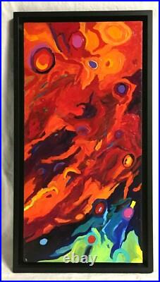 Original Art Traci Higginbotham Acrylic On Canvas Signed 26x14 Black Frame NICE