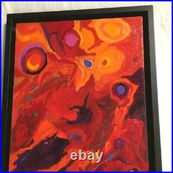 Original Art Traci Higginbotham Acrylic On Canvas Signed 26x14 Black Frame NICE
