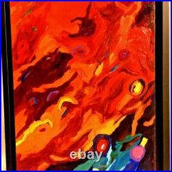 Original Art Traci Higginbotham Acrylic On Canvas Signed 26x14 Black Frame NICE