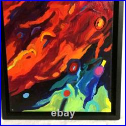 Original Art Traci Higginbotham Acrylic On Canvas Signed 26x14 Black Frame NICE
