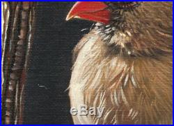 Original Artwork oil painting female Cardinal on canvas panel, bird 8x10