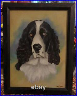 Original Beautiful Signed Carol Lew Oil On Canvas Spaniel Hunting Dog Painting