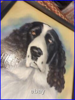 Original Beautiful Signed Carol Lew Oil On Canvas Spaniel Hunting Dog Painting