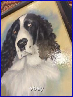 Original Beautiful Signed Carol Lew Oil On Canvas Spaniel Hunting Dog Painting