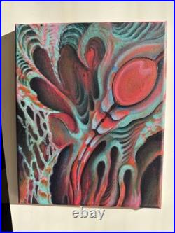 Original Biomechanic Organic Abstract Painting 8x10 Acrylic On Canvas