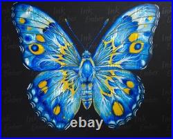 Original Blue Butterfly Painting Hand Painted Acrylic on Canvas