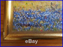 Original Bluebonnet Oil On Canvas Painting by WR Thrasher, Texas