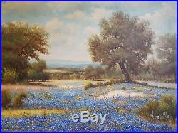 Original Bluebonnet Oil On Canvas Painting by WR Thrasher, Texas