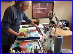 Original Colorful Abstract 12x16 Canvas Acrylic Painting, Holly Hammond