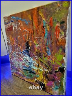 Original Colorful Abstract Modern Contemporary Art Canvas Piece 12x12in