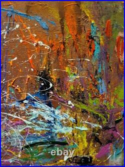 Original Colorful Abstract Modern Contemporary Art Canvas Piece 12x12in