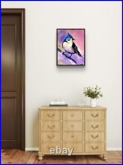 Original Dreamy 11x14 Tufted Titmouse Abstract Signed Canvas Bird Wall Decor 224 Original Dreamy 11x14 Tufted Titmouse Abstract Signed Canvas Bird Wall Decor 224