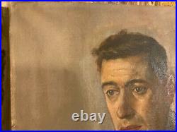 Original English Oil Painting Portrait of Gentleman on Canvas Circa 1947
